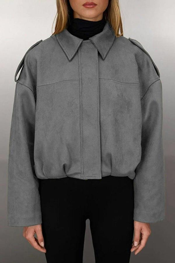 WOVCOR Oversize Fit Suede Bomber Thin Jacket