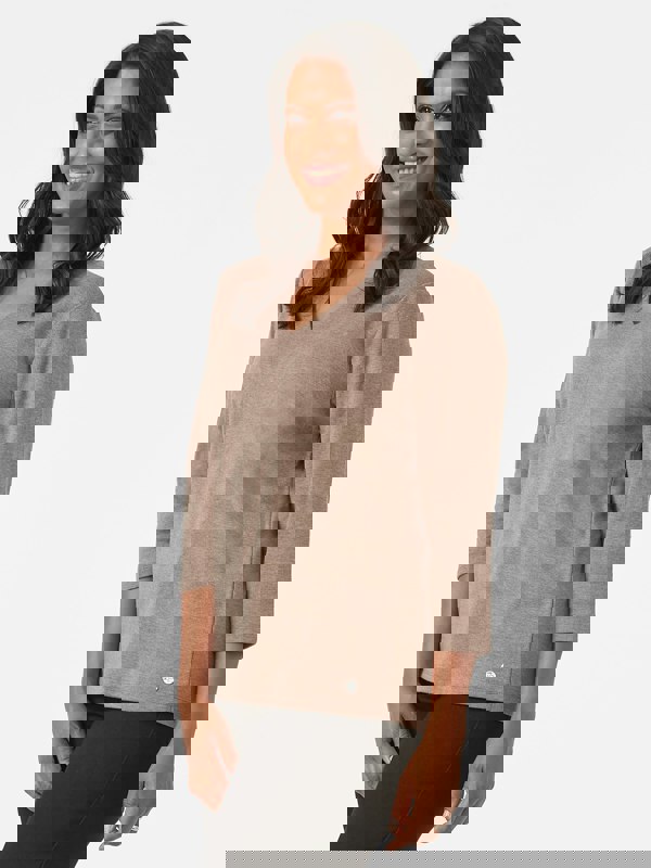 PennyPlain High Back V-neck Top - Latte