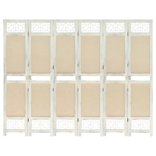 Berkfield 6-Panel Room Divider Cream 210x165 cm Fabric