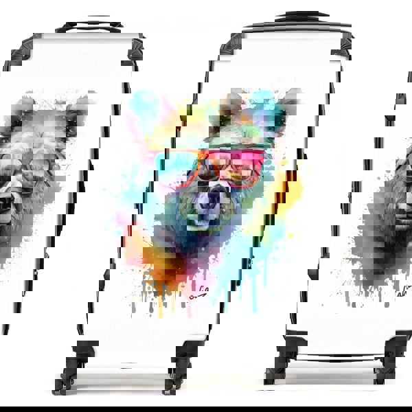 Warren Reed Splashart Colourful Bear In Glasses Suitcase