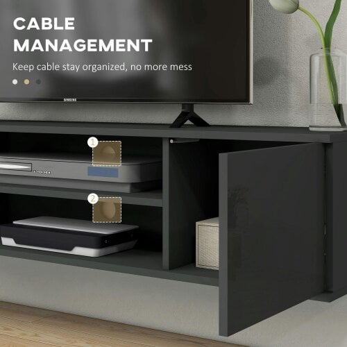 Wyld Haus Minoco Wooden Grey Floating TV Stand With Shelf and Doors For Screens Up To 60 Inches