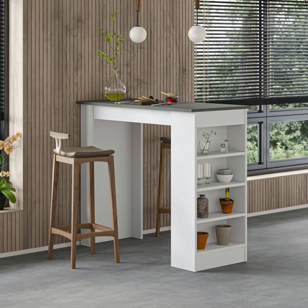 Decortie Swallow Modern Kitchen Bar Dining Table with 4-Tier Storage Shelves H 102cm