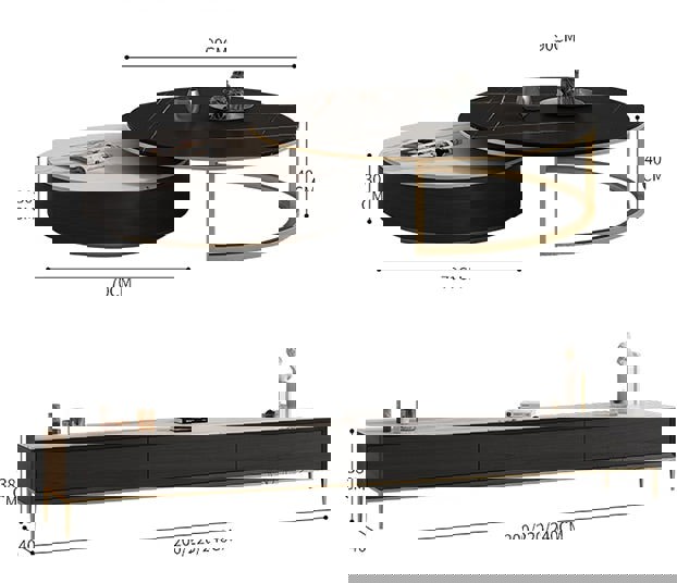 Bigbiglife Nesting Coffee Table With TV Stand, Sintered Stone-Weilai Concept-Weilai Concept