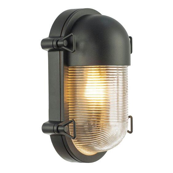 Happy Homewares Stylish Industrial Bulkhead Outdoor Wall Light Fitting in Matte Black