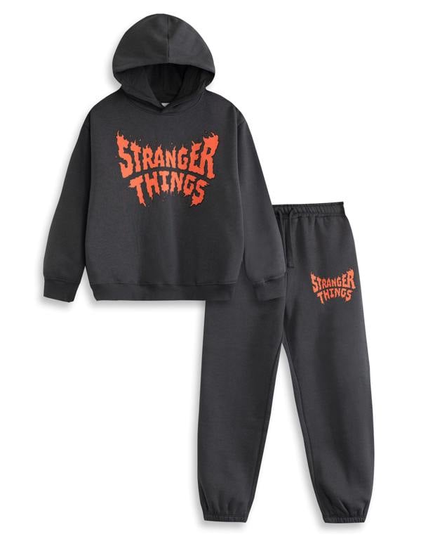 Stranger Things Unisex Kids Grey Logo Sweatshirt and Joggers Set