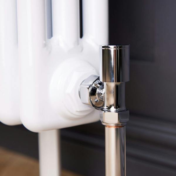 Flode Angled Round Manual Radiator Valve Pack | 15mm x 1/2″ | Chrome
