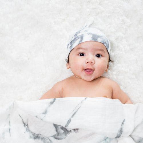 Lulujo - Hello World Bamboo Hat and Swaddle Gift Set - Marble