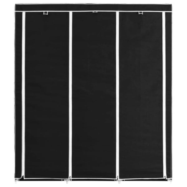 Berkfield Wardrobe with Compartments and Rods Black 150x45x175 cm Fabric