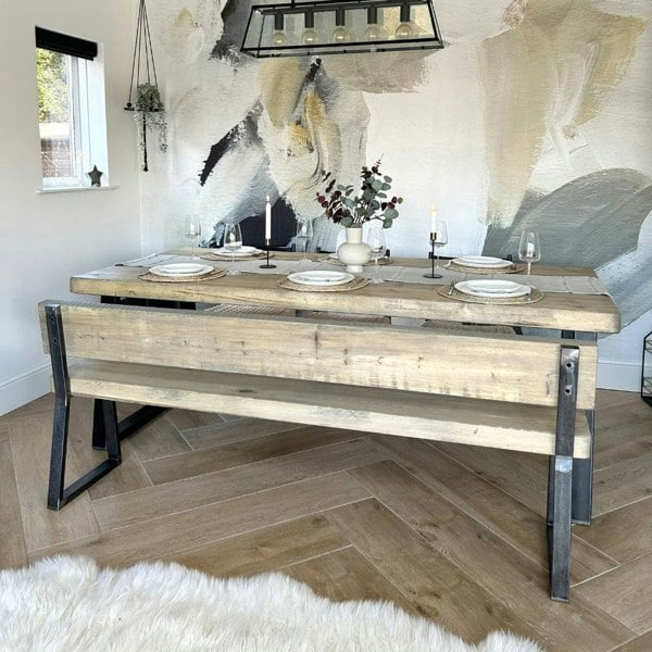 Hemming & Wills Bespoke Collection - Rustic Wood Dining Table - Chunky Triangle Frame