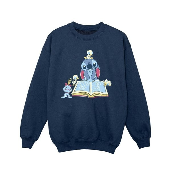 Disney Girls Lilo & Stitch Reading A Book Sweatshirt - Navy Blue