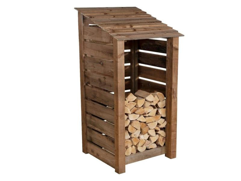 Arbor Garden Solutions Slatted Wooden Log Store W-99cm, H-126cm or 180cm, D-88cm - Brown Finish