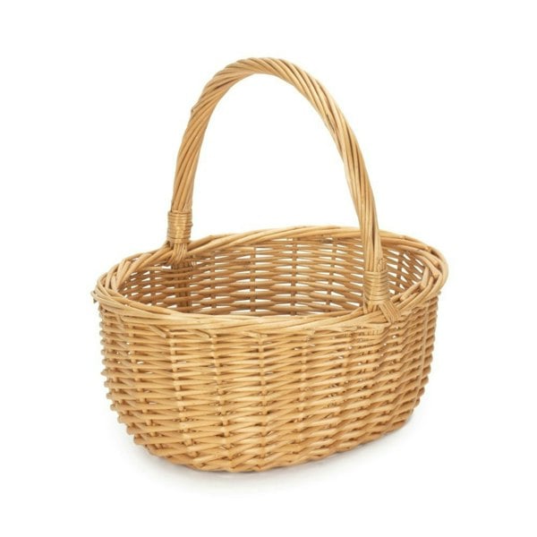 Buff Willow Oval Shopping Basket