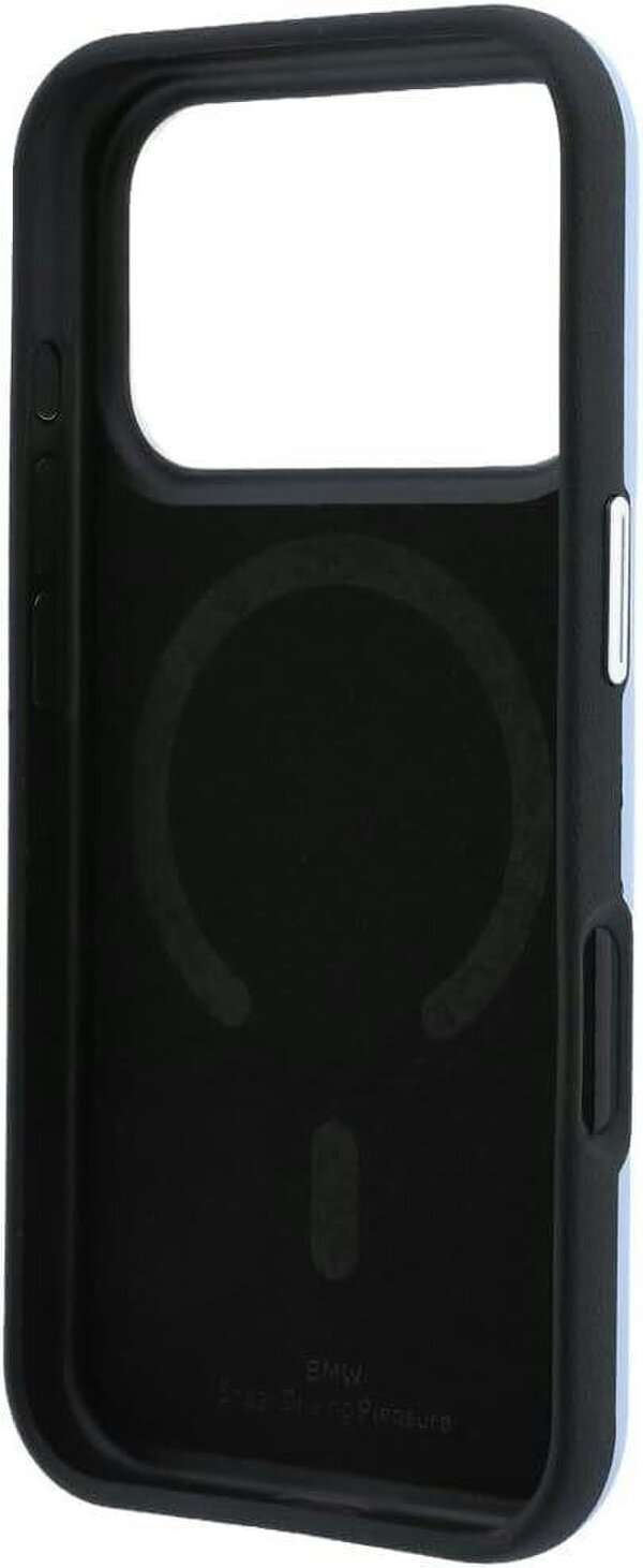 BMW Sign Deboss Quilted Metal Logo Case with MagSafe for iPhone 17/18 Pro 6.3" Blue - BMHMP18L26SWOSPB