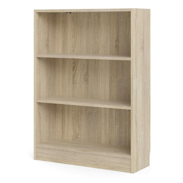 Wyld Haus Amberfern Natural Oak Wood Low Wide Bookcase 2 Shelves
