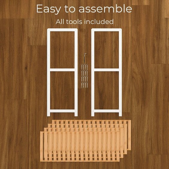 Neo White/Wood 4-Tier Bamboo Shoe Rack Wooden Shoe Storage Organiser Shelf for Hallway, Entrance Living Room
