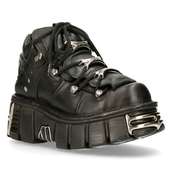 New Rock Black Gothic Ankle Boots-106-S1