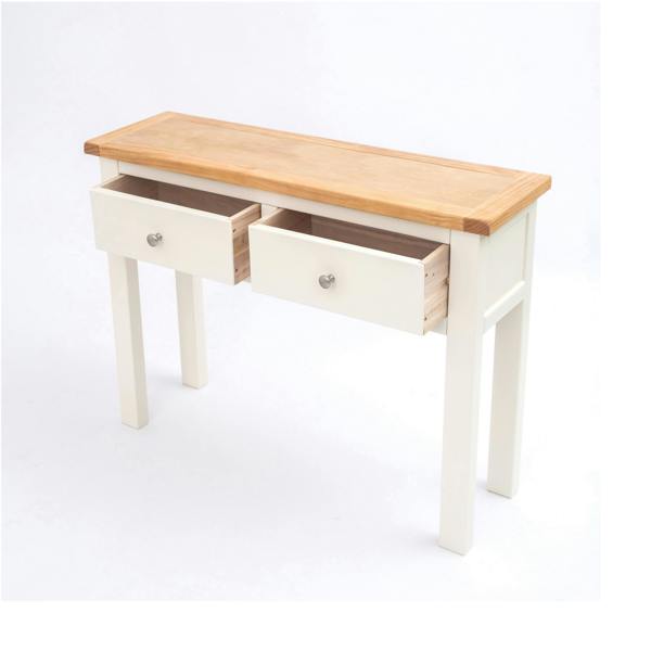 Cabinet Bits Maggiori Off White 2 Drawer Console Table Satin Chrome Knob