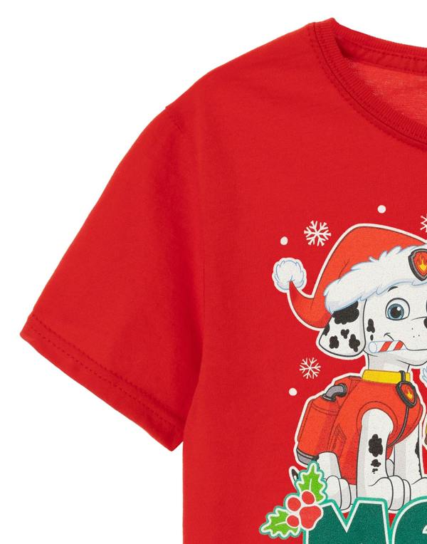 Paw Patrol Boys Red Merry Christmas Short Sleeved T-Shirt