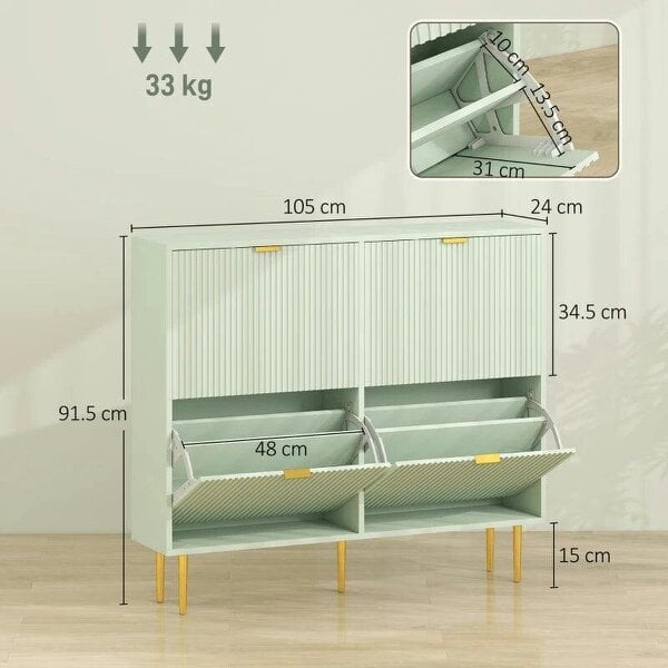 Bobobiy Elegant Four-Drawer Shoe Cabinet - Light Green