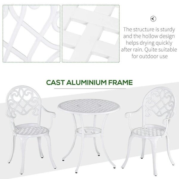 Three-Piece Elegant Aluminium Garden Set - White