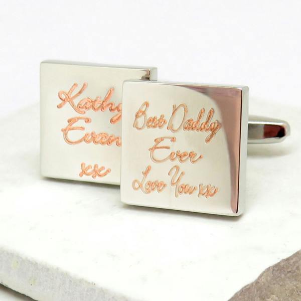 Personalised Script Square Cufflinks - Message