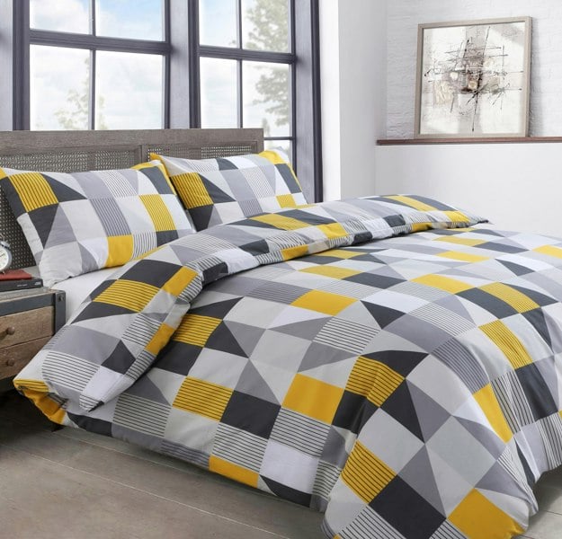 Velosso Contemporary Style Duvet Cover Set with Button Enclosure & Pillowcases, Cotton Blend Bedding Set for Trendy Bedroom Decor