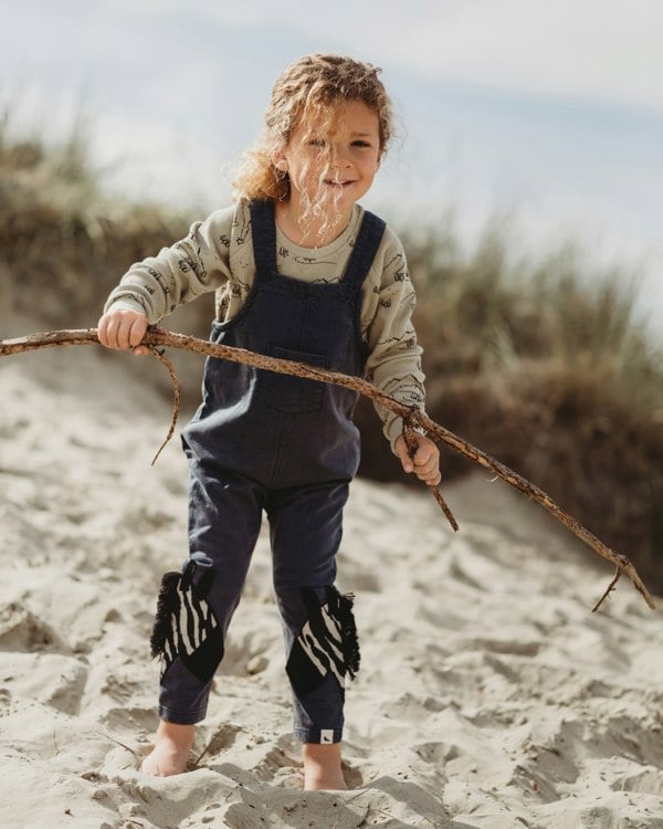 Blue Zebra Head Print On Leg Dungarees - image 1