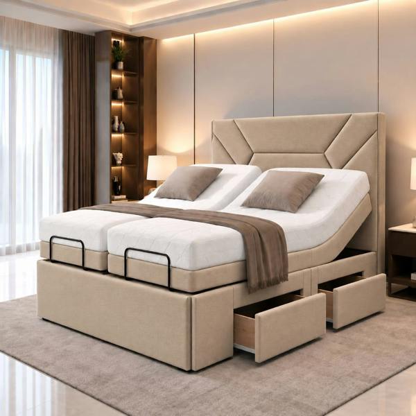 Paradise Beds Luxury Divan Electric Adjustable bed With Memory Mattress + Optional Drawers