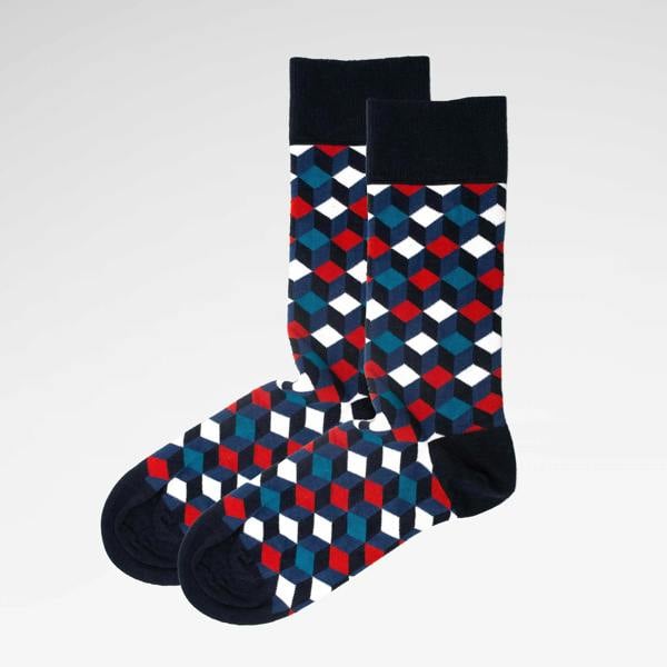 Jemsox Box Geo Print Mens Socks – Organic Cotton Crew
