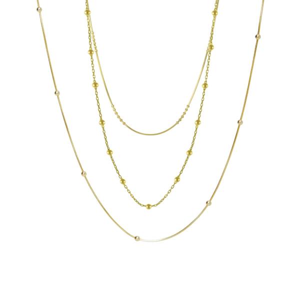 Spero London Beaded Satellite Sterling Silver Chain Necklace Layering Set