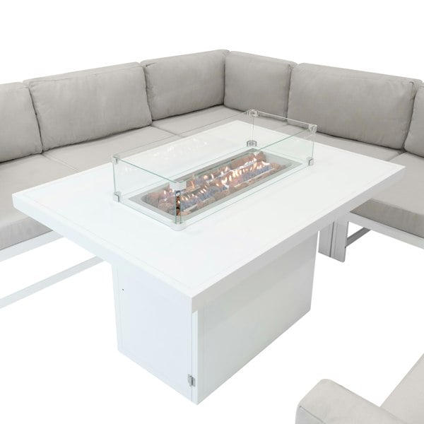 Jardi Modular Garden Furniture Set With Fire Pit - White