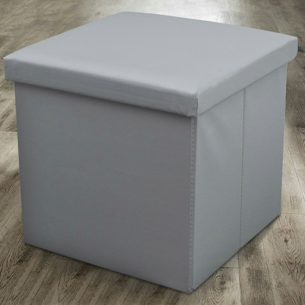 Home Republic Faux Leather Storage Ottoman - 38cm X 38cm Foldable