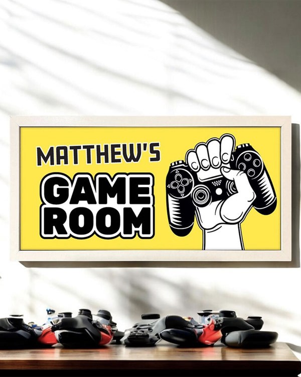 Personalised Kids Game Room Wall Art - Framed Console-Inspired Print