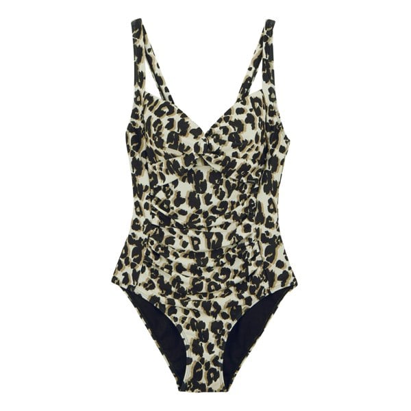 Regatta Womens Sakari Leopard Print Tummy Control One Piece Swimsuit - Natural