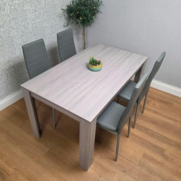 Kosy Koala Modern Grey Rectangle Dining Table Set With 4 Grey Chairs Dining Room Furniture