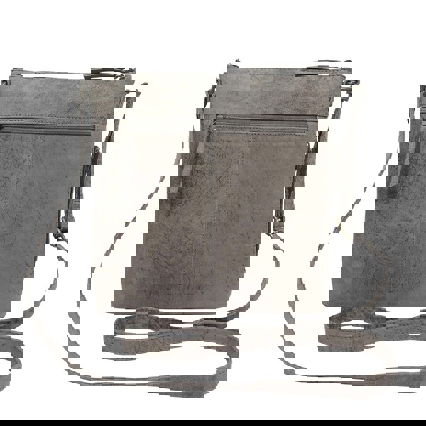 Assots London 'CORI' Distressed Grey Real Leather Crossbody Bag