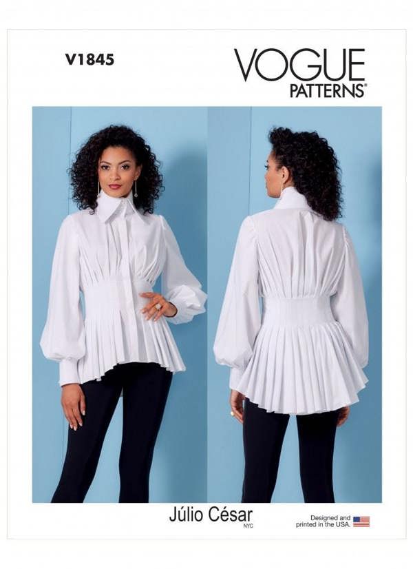 Vogue Sewing Pattern 1845, Shirts for Women, B5 (8-10-12-14-16) - Intermediate