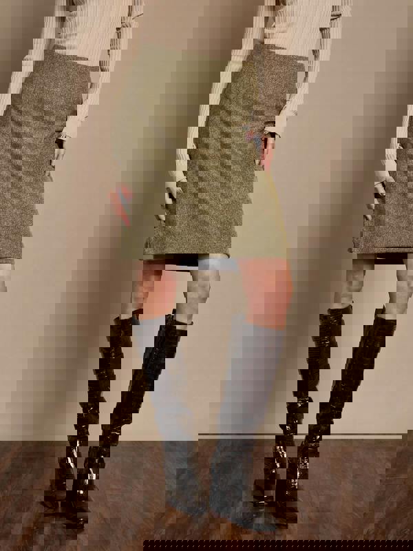 GWD Meredith Wool Blend Skirt – Olive Herringbone