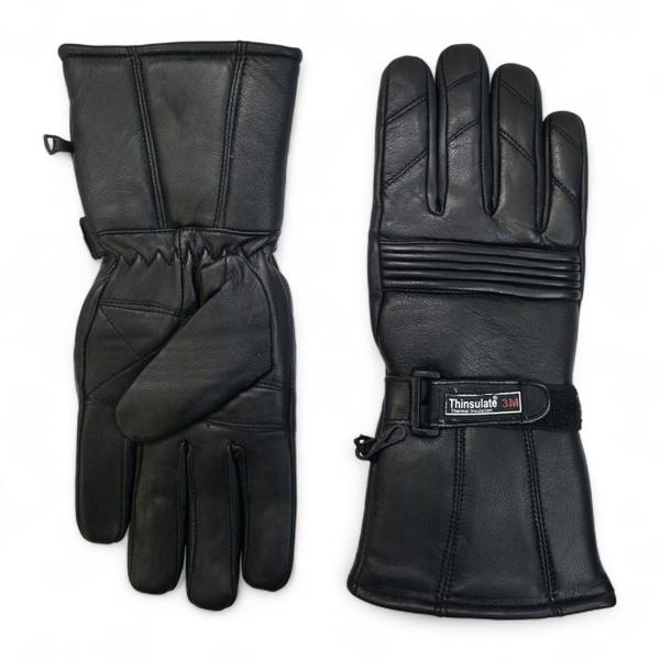 Infinity Leather Men's Thermal Motorbike Black Leather Waterproof Biker Protection Gloves
