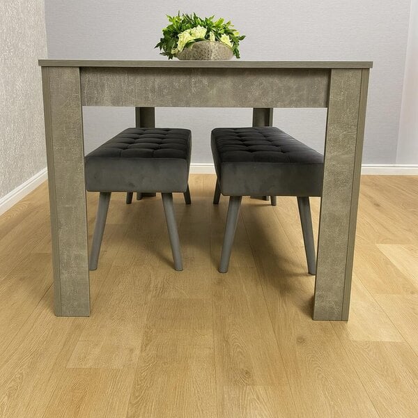 Kosy Koala Dining Table Set Of Modern Grey Table And 2 Grey Velvet Benches Dining Room Furniture