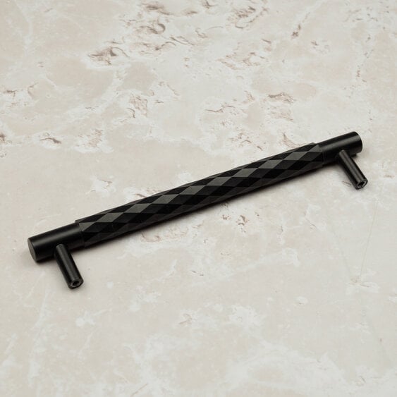 Handle & Home Dark Bronze Solid Brass Diamond Knurled Handle & Coordinating Knob