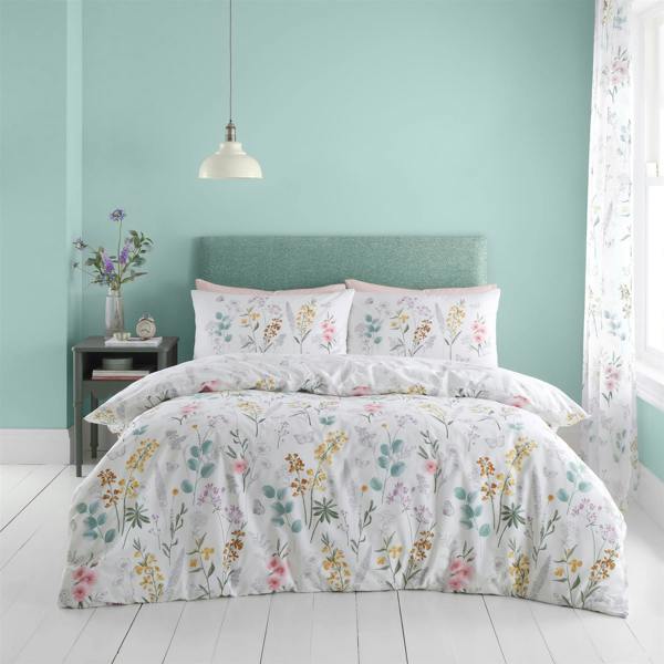 Emilia Floral White Duvet Cover Set