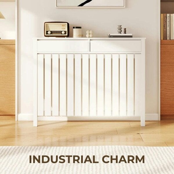 93 x 119cm Rustic-Look Radiator Cover - White