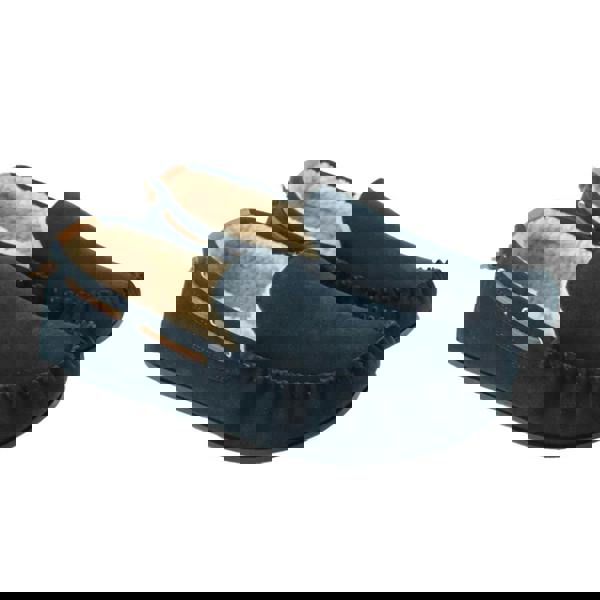 Eastern Counties Leather Mens Owen Berber Suede Moccasins - Navy - 