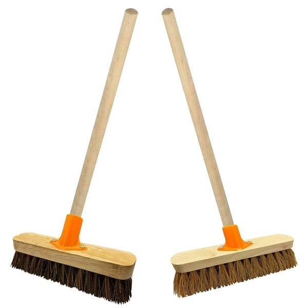 Traditional Wooden Sweeping Brush With Handle & Support Bracket