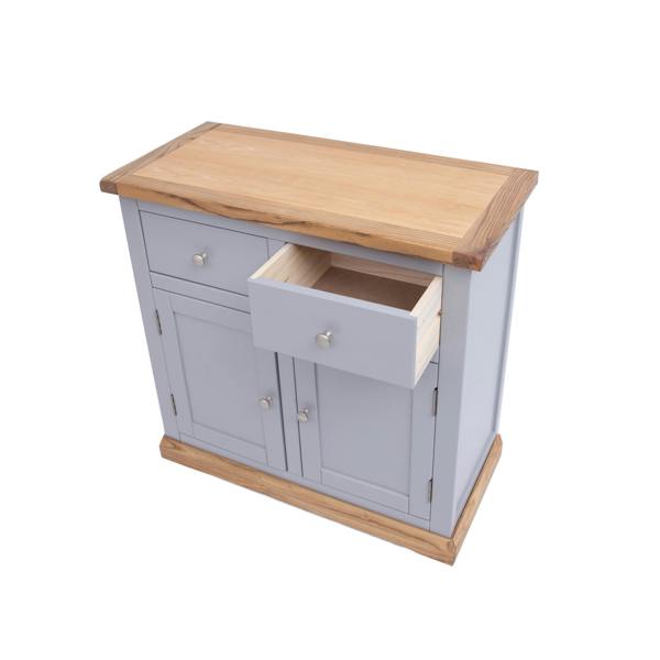 Cabinet Bits Biccari Grey 2 Drawer 2 Door Sideboard Chrome Knob