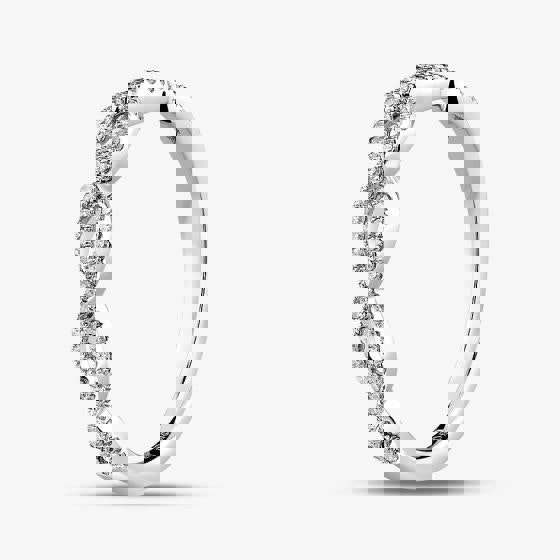 T. H. Baker 9ct White Gold 0.15ct Diamond Pavé Open Wave Ring TH012526R