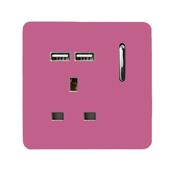 Trendi Switch 1 Gang USB 2100mA Plug Socket in Candy Pink
