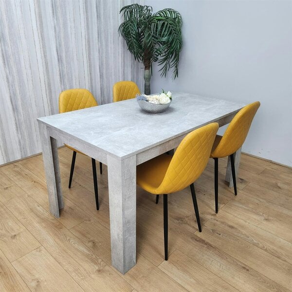 Kosy Koala Wooden Rectangle Dining Table Sets with Set of 4 Chairs, Grey and Mustard