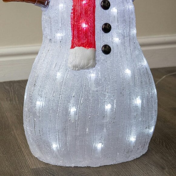 Samuel Alexander 62cm Light Up Acrylic Christmas Snowman with Robin LED Decoration